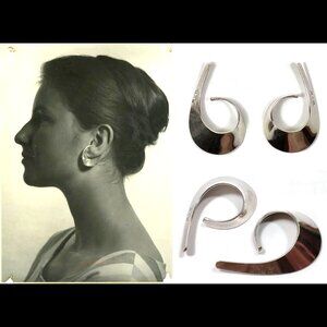 Documented TONE VIGELAND Norwegian Sterling Silver Iconic Sling Slynge Earrings